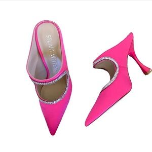 Stuart Weitzman Vibrant Pink Heels with Crystal Accents